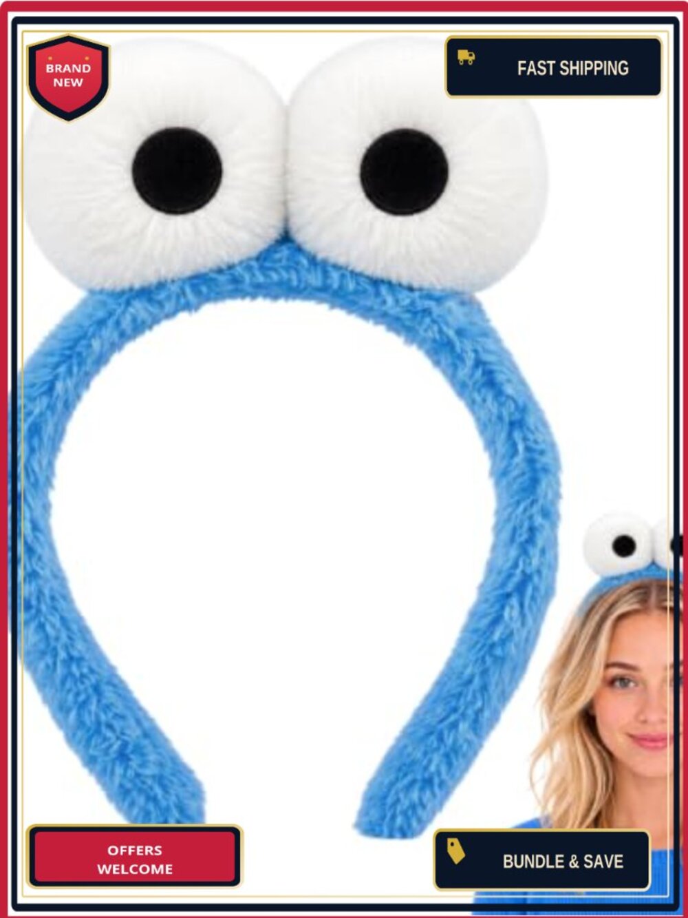 Monster Headband Big Eyes Plush Halloween Cosplay Party Costume Accessory